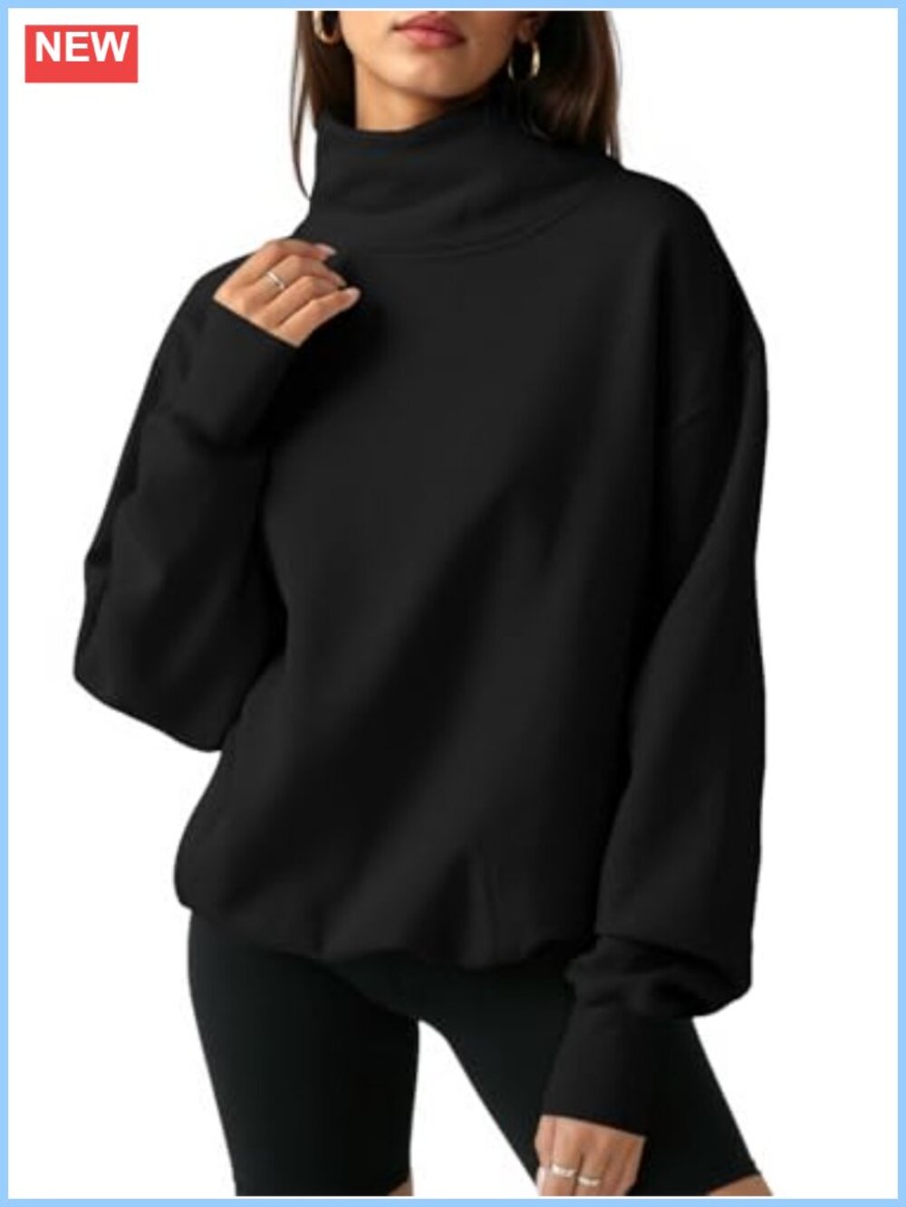Oversized Turtleneck Sweatshirt Long Sleeve Pullover Casual Top